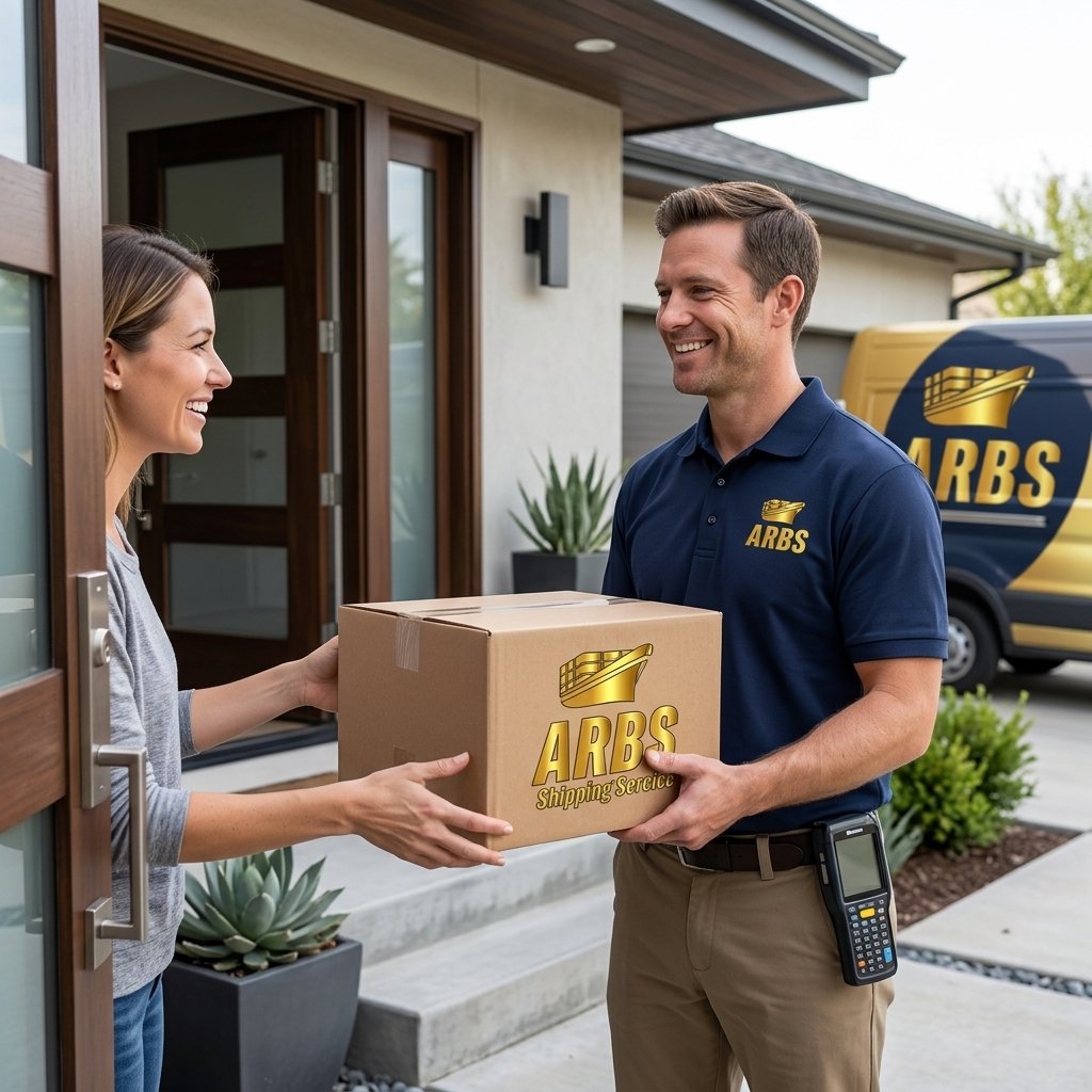 delivery worker handing package … 202607251538